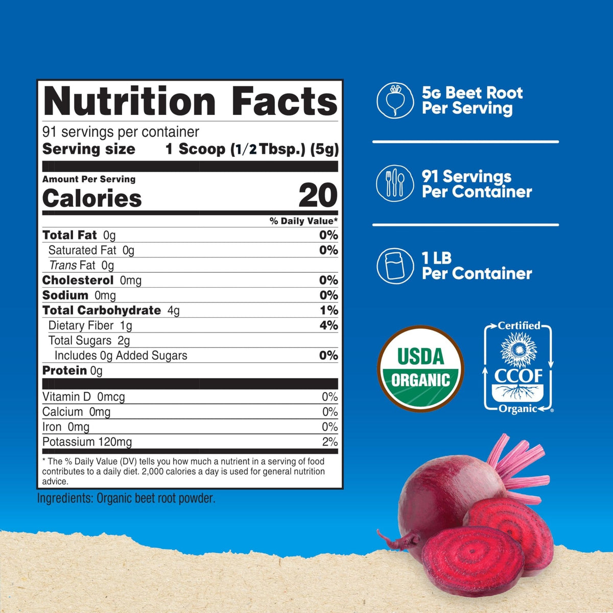 Nutricost Organic Beet Root Powder 1 LB - Vegan, Superfood, Certified USDA Organic - Maple Wellness Supplements