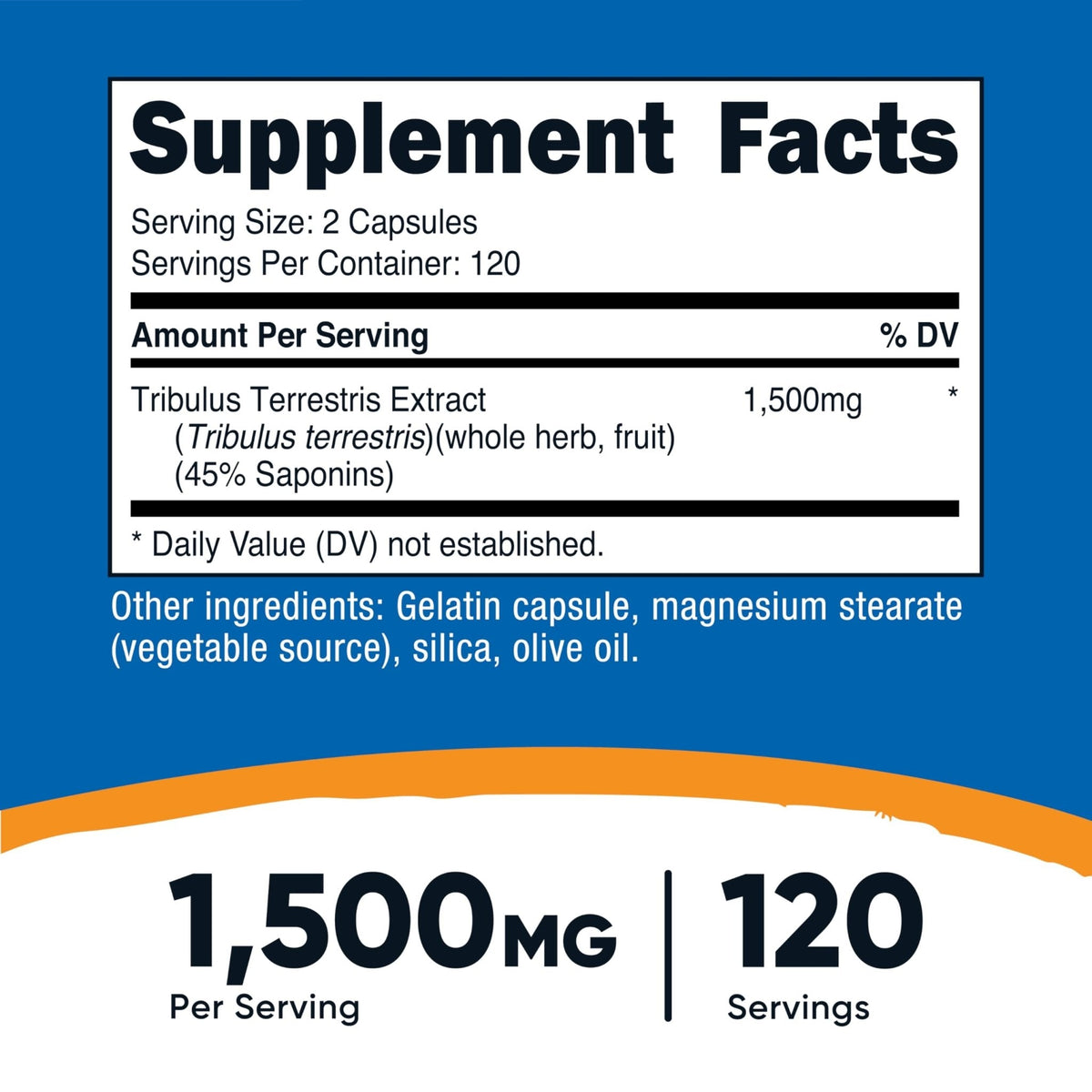 Nutricost Tribulus Terrestris Extract 1500mg, 240 Capsules - 45% Saponins, 120 Servings, Non-GMO, Gluten Free - Maple Wellness Supplements