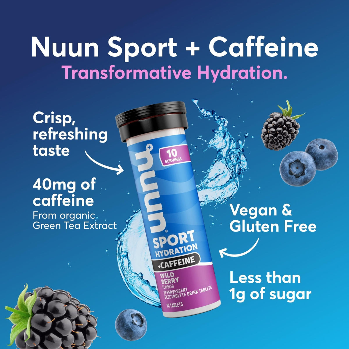 Nuun, Electrolyte Drink Tabs Energy Wild Berry, 8 Count, 1.9 Ounce - Maple Wellness Supplements