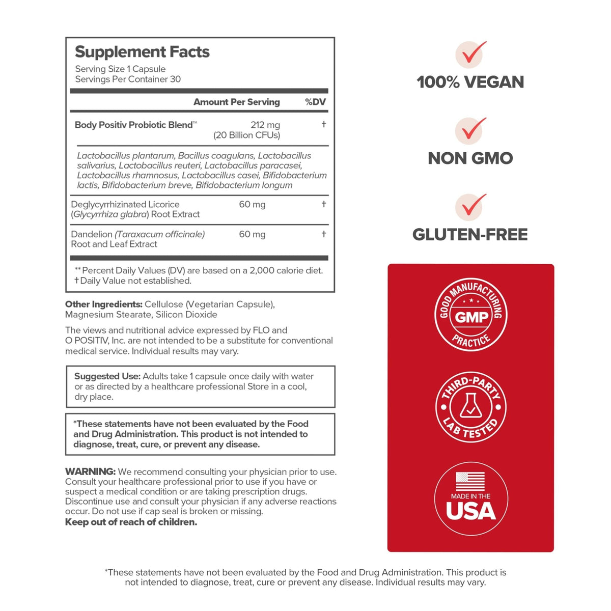 O Positiv URO Women’s Probiotic – All-in-one Probiotic for Women - Vaginal, Gut, Skin, and Oral Microbiome Health – 20B+ CFUs, Licorice Root, Dandelion – Non-GMO, Vegan, Gluten-Free – 30 Capsules - Maple Wellness Supplements