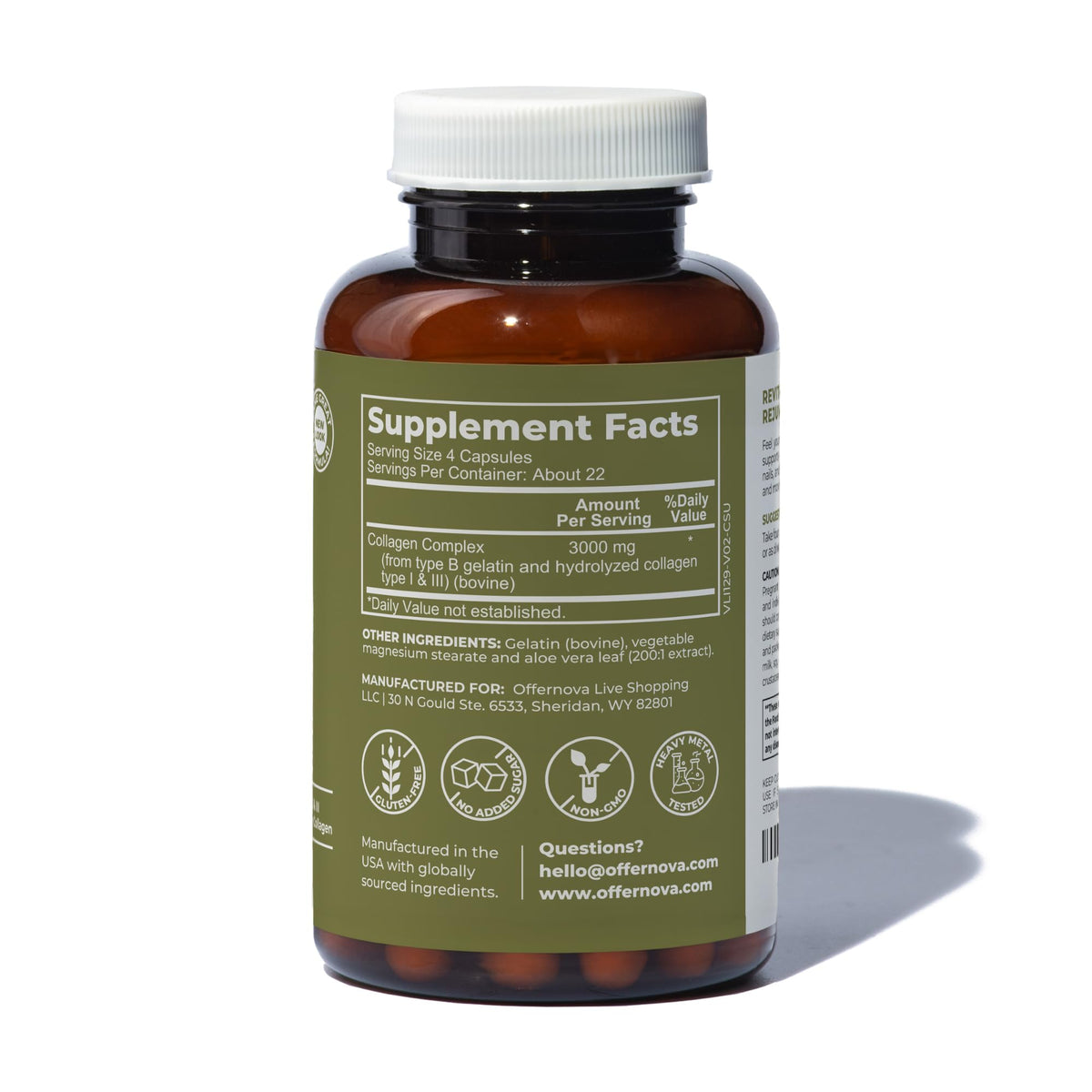 Offernova Collagen Ultra Hydrolyzed Collagen Supplements - 3000mg Anti Aging Bovine Collagen Peptides for Healthy Joints, Bones, Hair and Skin. - Maple Wellness Supplements