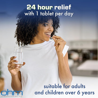 Ohm 24 Hour Loratadine Allergy Relief Tablets, 10mg - 300 Count | Non-Drowsy Allergy Pills, Medicine Original Prescription Strenght - Maple Wellness Supplements