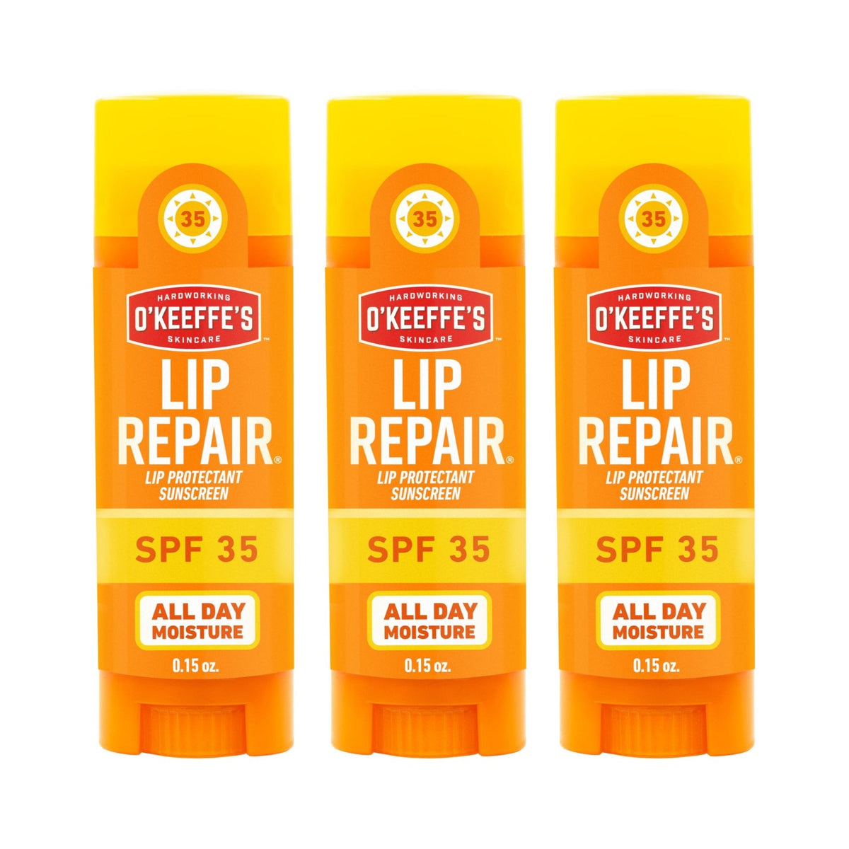 O'Keeffe's Lip Repair SPF 35 Lip Balm - Stick (3 Pack) - Sun-Safe Moisturizer for Extremely Cracked, Dry Lips - Maple Wellness Supplements