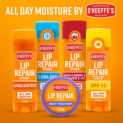 O'Keeffe's Lip Repair Unscented Lip Balm for Dry, Cracked Lips - Stick (3 Pack) - Moisturizer for Very Dry Lips - Maple Wellness Supplements