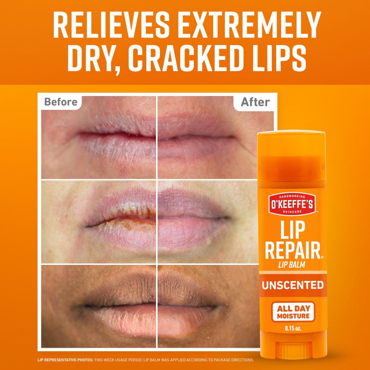 O'Keeffe's Lip Repair Unscented Lip Balm for Dry, Cracked Lips - Stick (3 Pack) - Moisturizer for Very Dry Lips - Maple Wellness Supplements