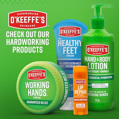 O'Keeffe's Lip Repair Unscented Lip Balm for Dry, Cracked Lips - Stick (3 Pack) - Moisturizer for Very Dry Lips - Maple Wellness Supplements