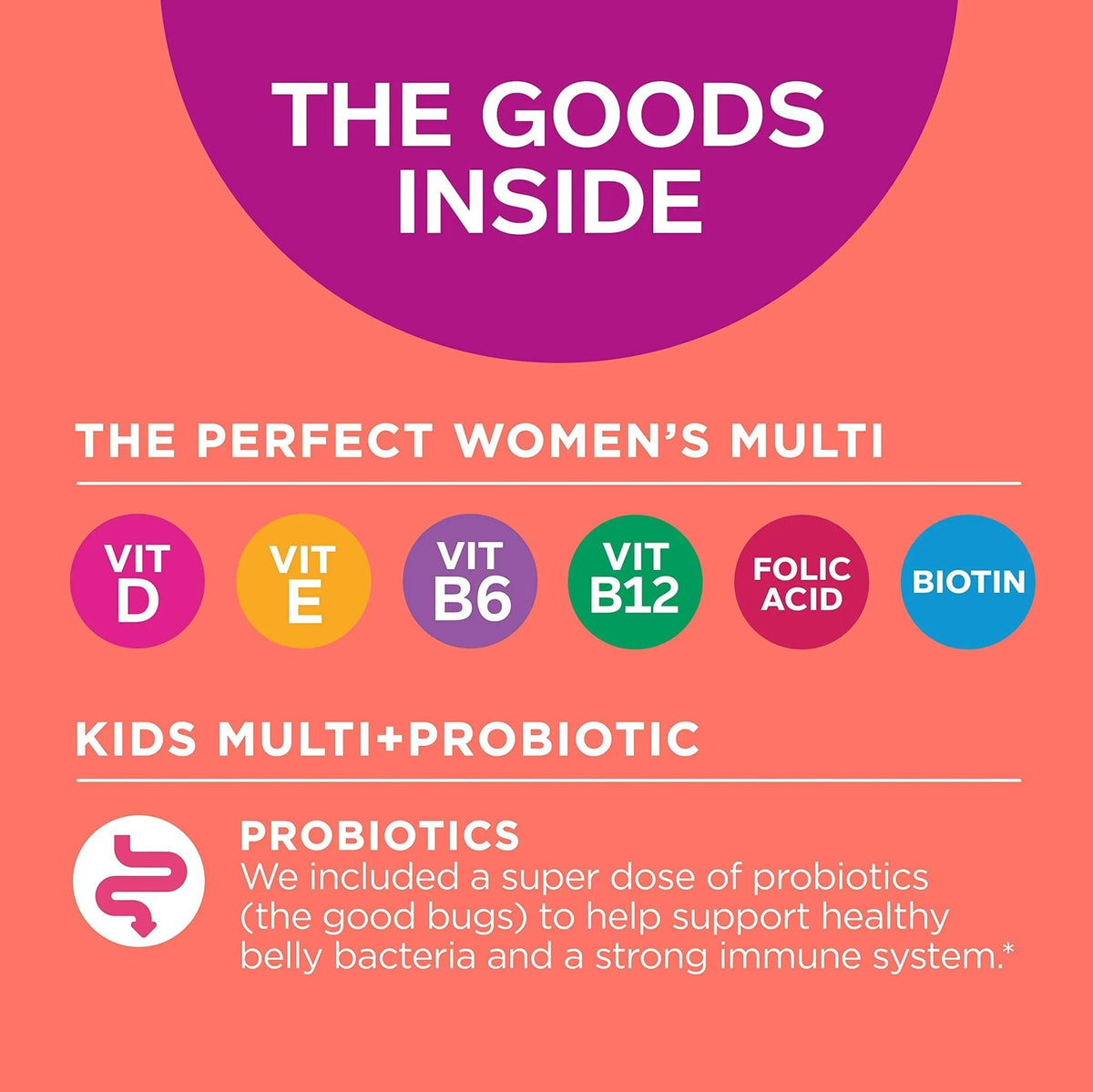 OLLY Gift, Family 2 Pack: Women's Multivitamin Gummy (90 Count), Kids Multivitamin + Probiotic Gummy (70 Count), Vitamins A, D, C, E, B, Chewable Supplement - Maple Wellness Supplements