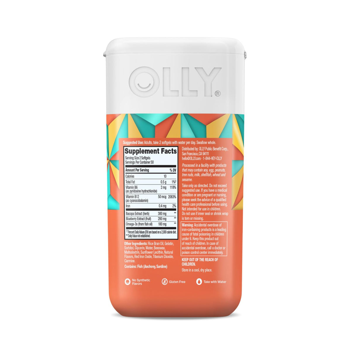 OLLY Ultra Strength Brain Softgels, Nootropic, Supports Healthy Brain Function, Memory, Focus and Concentration, Omega-3s, Vitamins B6 and B12, 30 Day Supply - 60 Count - Maple Wellness Supplements