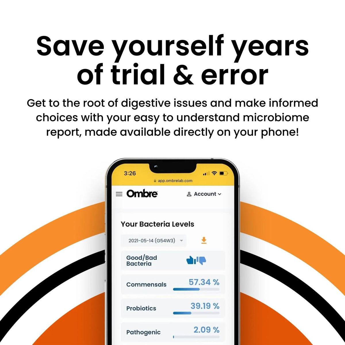 Ombre Gut Health Test Kit - Probiotic Recommender at Home Test for Women & Men - Detailed Custom Gut Microbiome Analysis for Digestive, Immune and Mental Health with Food Suggestions - Maple Wellness Supplements