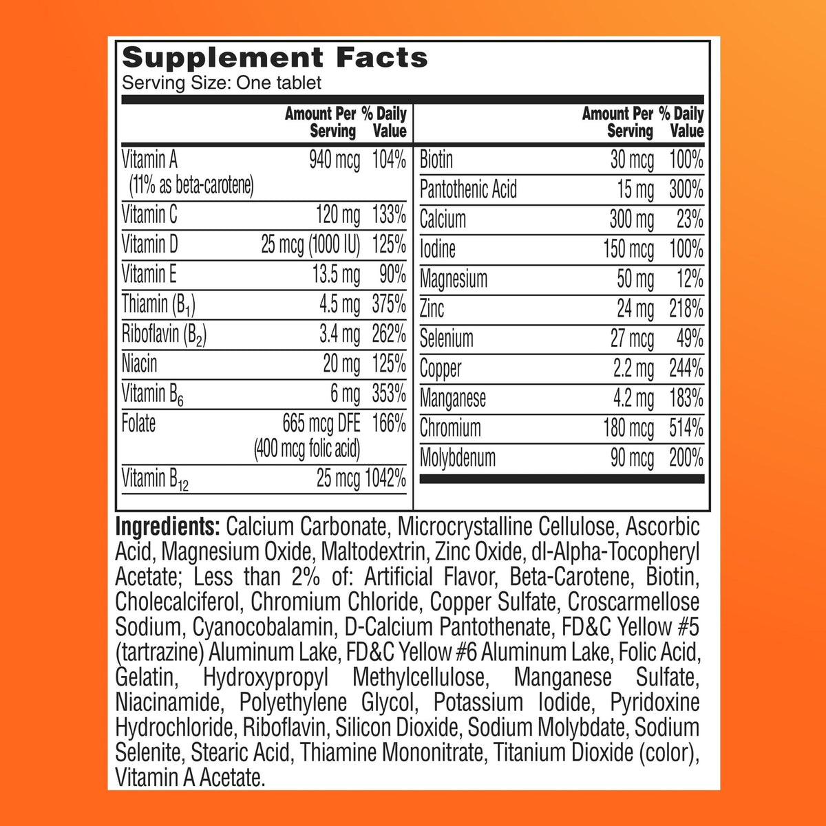 One A Day Multivitamin for Women 50 and Over Tablets, Womens Multivitamin 50 plus with Vitamins D, C, E, Zinc & Biotin, Daily Vitamins - Maple Wellness Supplements