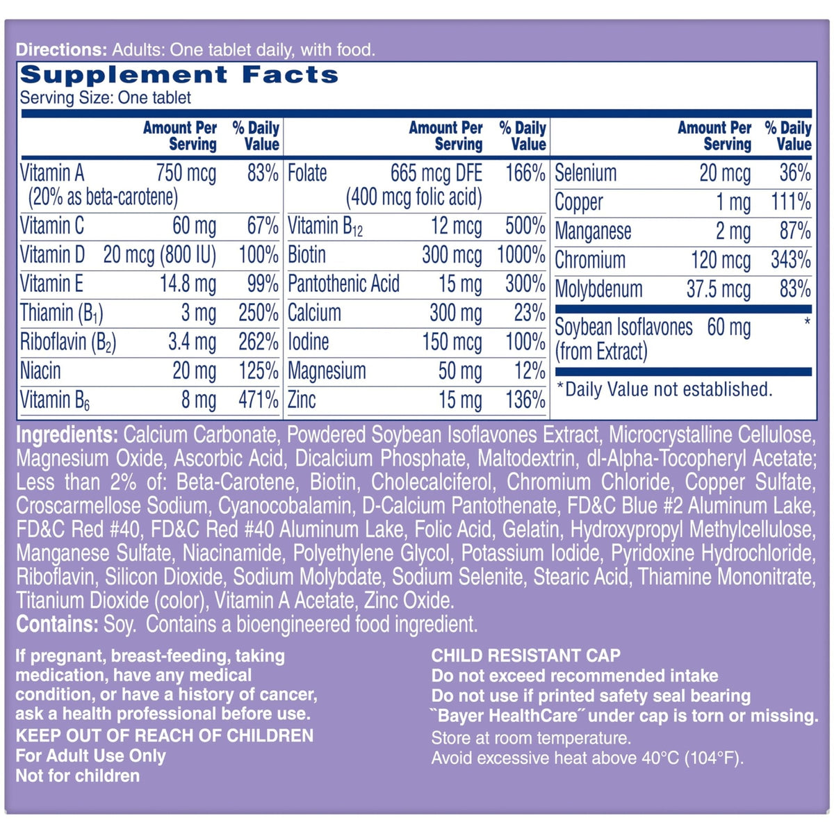 One A Day Women's Menopause Multivitamin with Vitamin A, Vitamin C, Vitamin D, Vitamin E and Zinc for Immune Health Support, Bone health, 50 Count - Maple Wellness Supplements