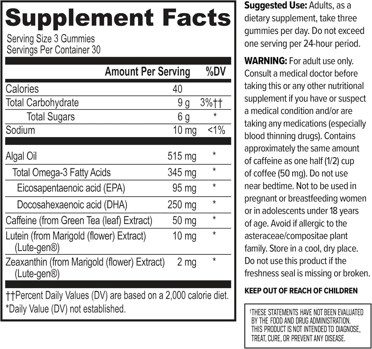 ONNIT Alpha Brain Neuro Focus Gummies, IGEN Non-GMO Tested Vegan Gummies with Omega-3s Lutein Zeaxanthin and Caffeine, Brain Eye and Focus Supplement - Maple Wellness Supplements
