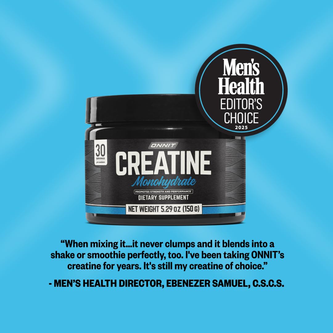 ONNIT Creatine Monohydrate Powder, IGEN™ Non-GMO Tested – 5g Premium Creatine for Muscle Strength, Power & Lean Mass, Supports Brain Health & Cellular Energy, Unflavored, 30 Servings, 5.29 oz 2-Pack - Maple Wellness Supplements