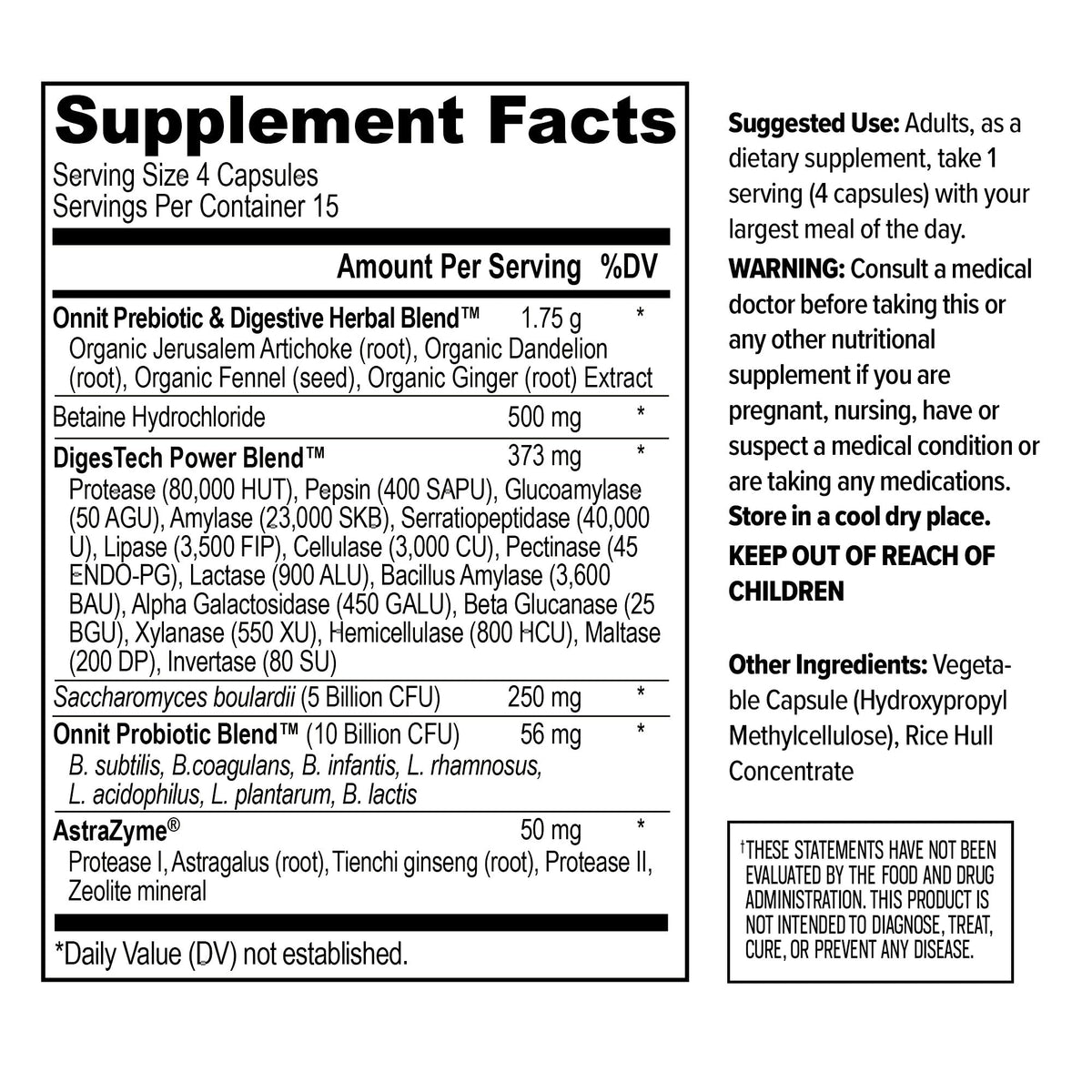 ONNIT Total Gut Health Daily Digestive Support, IGEN™ Non-GMO Tested Digestion Supplement for Women and Men with 7 Strains of Probiotics, - Maple Wellness Supplements