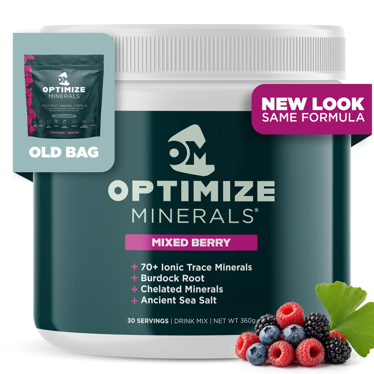Optimize Minerals Multi Mineral - New Look Same Daily Formula – Magnesium, Electrolytes & Trace Mineral Supplement Powder - Gluten Free Vitamins Drink - Maple Wellness Supplements