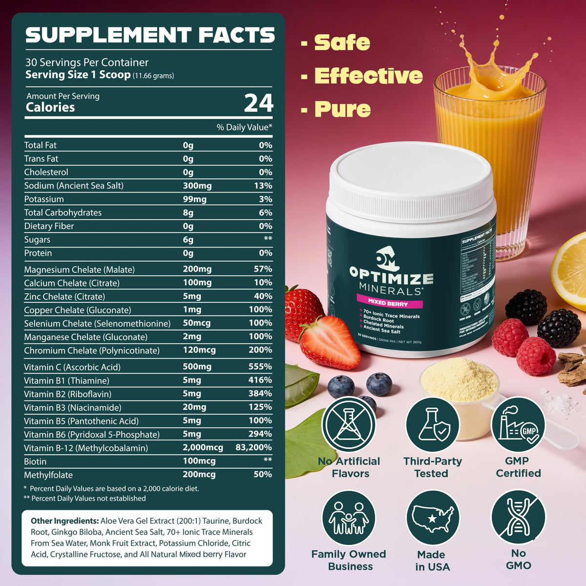 Optimize Minerals Multi Mineral - New Look Same Daily Formula – Magnesium, Electrolytes & Trace Mineral Supplement Powder - Gluten Free Vitamins Drink - Maple Wellness Supplements