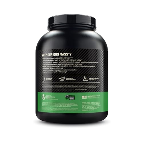 Optimum Nutrition Serious Mass, Weight Gainer Protein Powder, Chocolate, 6 Pound - Maple Wellness Supplements