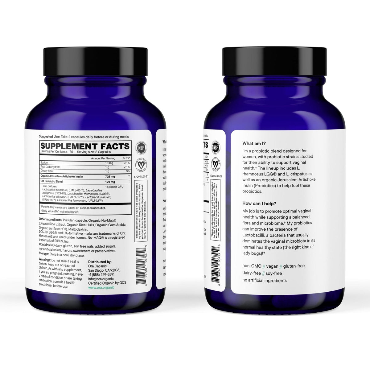Ora Organic Probiotic for Women with L. crispatus, 6 Clinically Studied Lactobacillus Strains for Vaginal, pH & Urinary Tract Health, - Maple Wellness Supplements