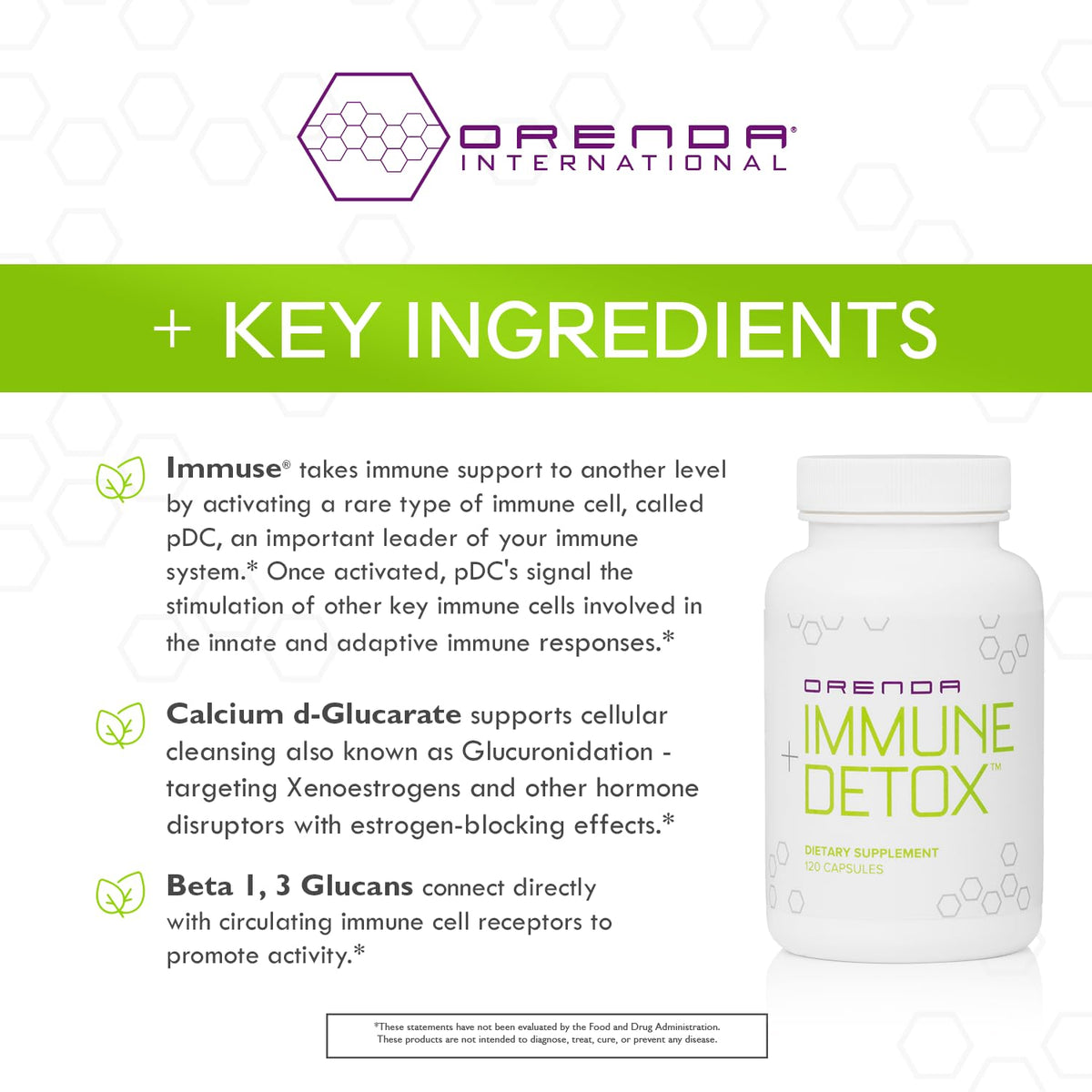 Orenda Immune + Detox - Specialized Formula with Calcium d-Glucarate, Beta 1,3 Glucans & IMMUSE® for Wellness and Balance - 120 Capsules - Maple Wellness Supplements