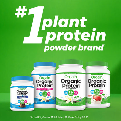 Orgain Organic 30g Vegan Plant Protein Powder, Vanilla, 9g EAAs + BCAAs, High Plant Protein, 4g Prebiotic + Fiber, 1g Sugar, Pre-Workout, Muscle Support + Recovery - 2.01lb (Packaging May Vary) - Maple Wellness Supplements