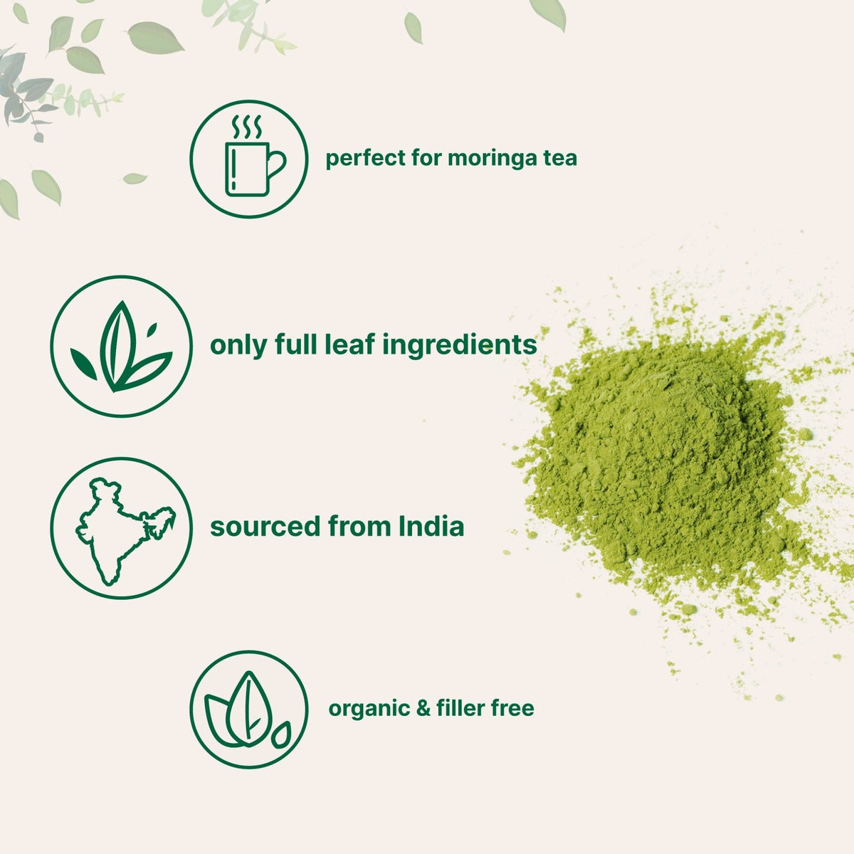 Organic Moringa Oleifera Leaf Powder for Hair, 2 Pounds, Rich in Antioxidants and Immune - Maple Wellness Supplements