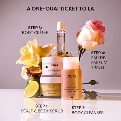 OUAI Body Cleanser Travel Size, Melrose Place - Foaming Body Wash with Jojoba Oil & Rosehip Oil to Hydrate, Balance & Soften Skin - Paraben, Phthalate, Sulfate Free Skin Care Products (3 Fl Oz) - Maple Wellness Supplements