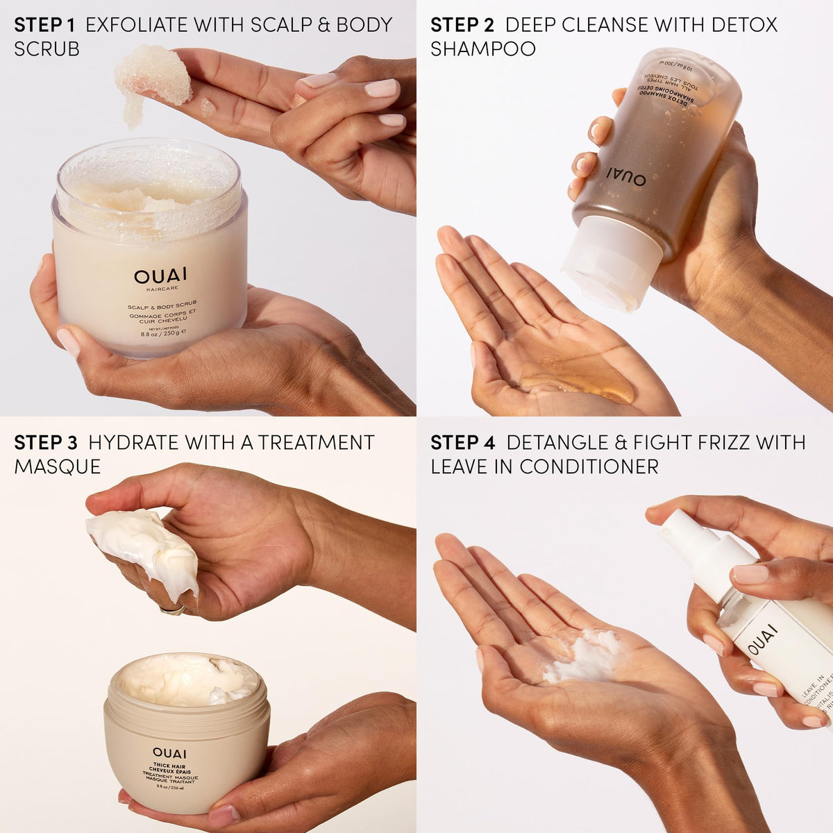 OUAI Detox Shampoo & Fine Hair Conditioner Bundle - Clarifying Shampoo for Build Up, Dirt, Oil, Product and Hard Water & Volumizing Conditioner for Fine Hair (2 Count) - Maple Wellness Supplements