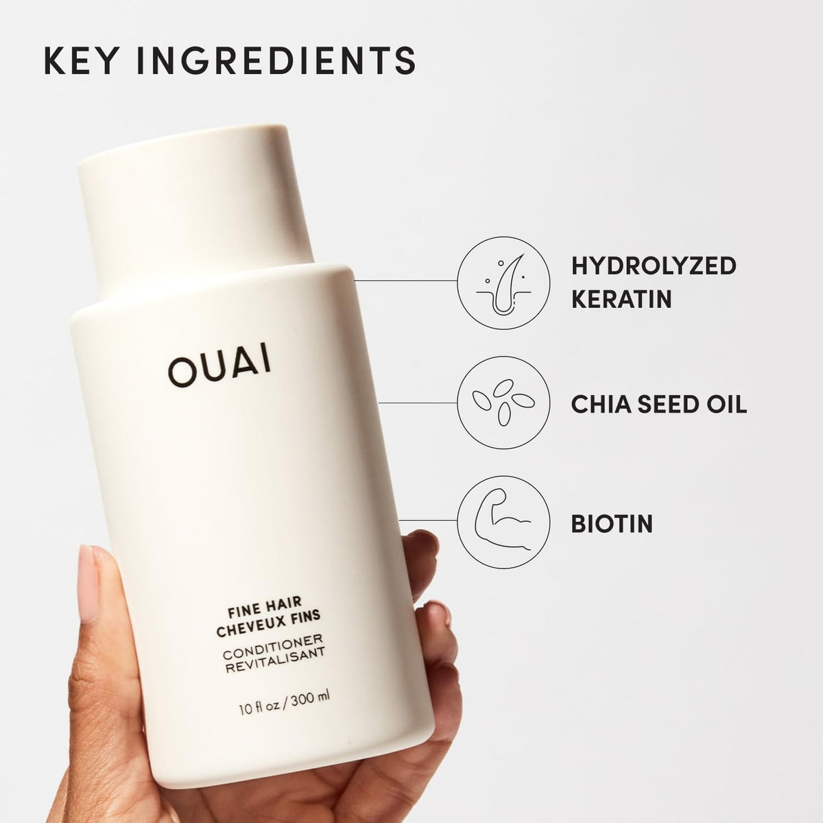 OUAI Fine Hair Conditioner Refill - Volumizing Conditioner Made with Keratin, Biotin and Chia Seed Oil - Adds Softness, Bounce and Volume - Free from Parabens, Sulfates, and Phthalates (32 Oz) - Maple Wellness Supplements