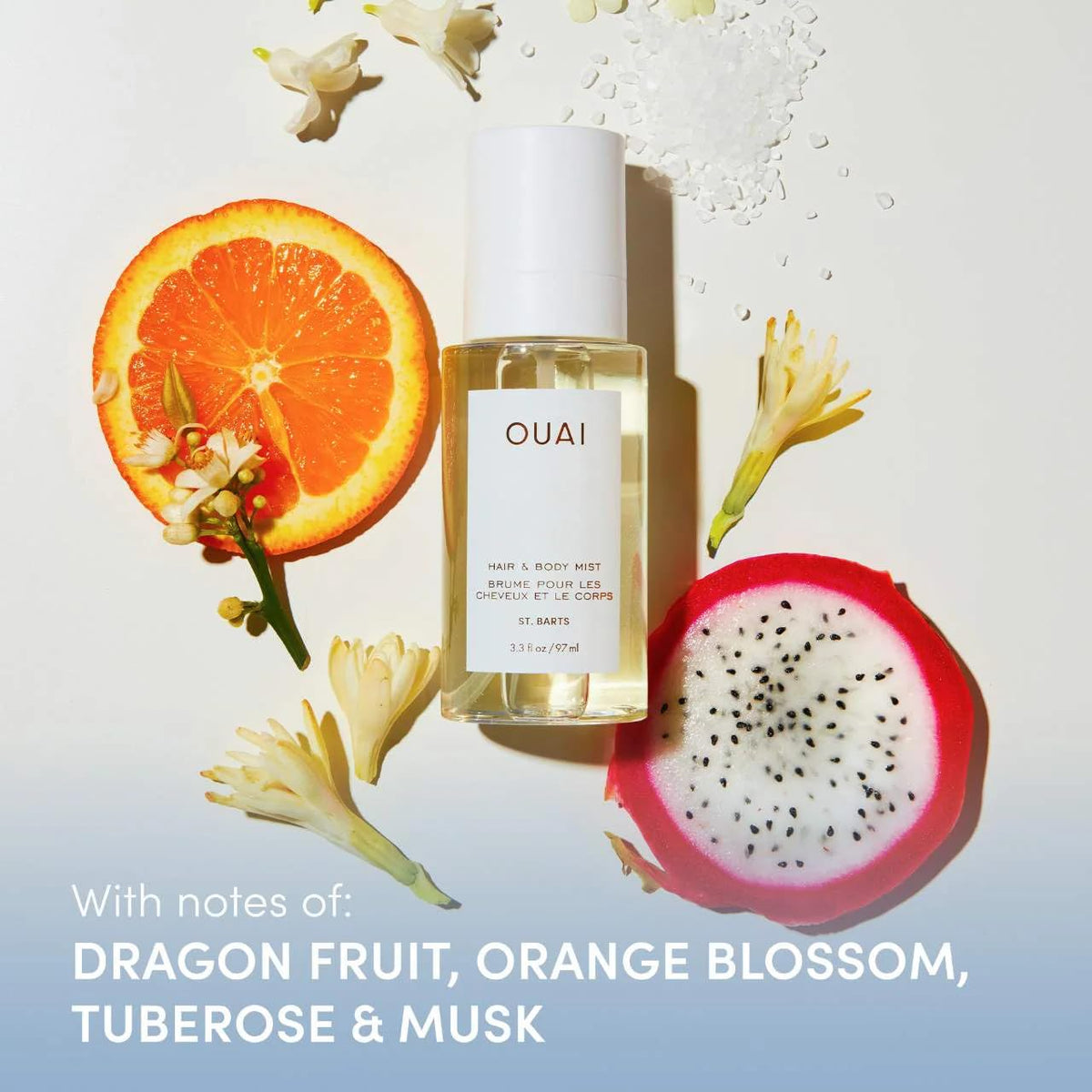 OUAI St. Barts Hair and Body Mist - Tropical-Scented Hair Perfume and Body Spray - Notes of Dragonfruit, Orange Blossom, Tuberose & Musk (3.3 Fl Oz) - Maple Wellness Supplements