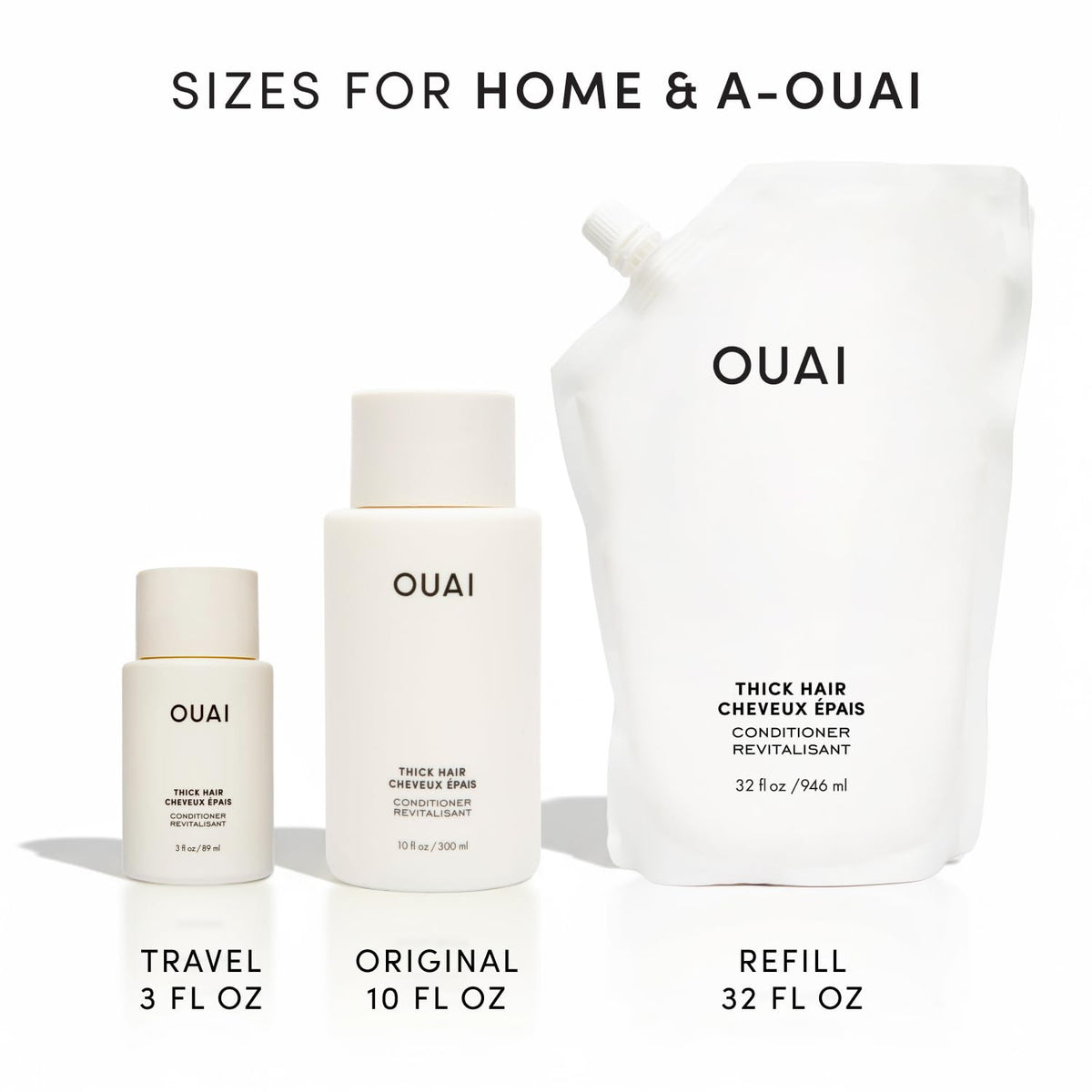 OUAI Thick Hair Conditioner Refill - Moisturizing Conditioner for Dry, Frizzy Hair - Keratin, Marshmallow Root, Shea Butter and Avocado Oil - Paraben, Phthalate & Sulfate Free (32 Oz) - Maple Wellness Supplements