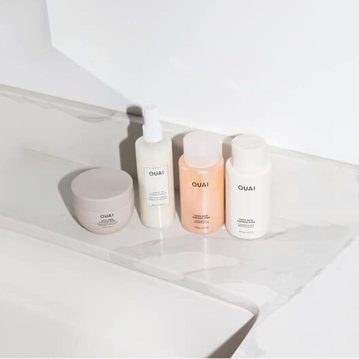 OUAI Thick Hair Shampoo and Conditioner Set - Sulfate Free Shampoo and Conditioner for Thick Hair Care - Moisturizes, Strengthens & Fights Frizz - Made with Keratin & Shea Butter (10 Fl Oz) - Maple Wellness Supplements