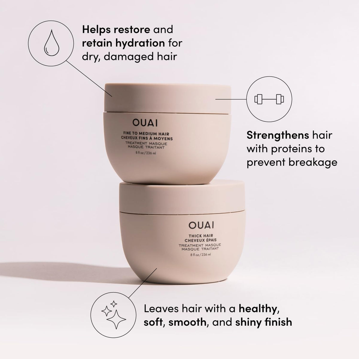 OUAI Travel Kit - Includes Travel Size Leave In Conditioner, Detox Shampoo, Fine to Medium Hair Mask, Scalp & Body Scrub (4 Count) - Maple Wellness Supplements