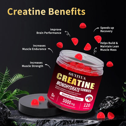 OUYIYUA Creatine Monohydrate Gummies 5000mg for Men & Women - Sugar Free Pre-Workout Supplement, Chewables for Muscle Strength, Muscle Builder - Maple Wellness Supplements