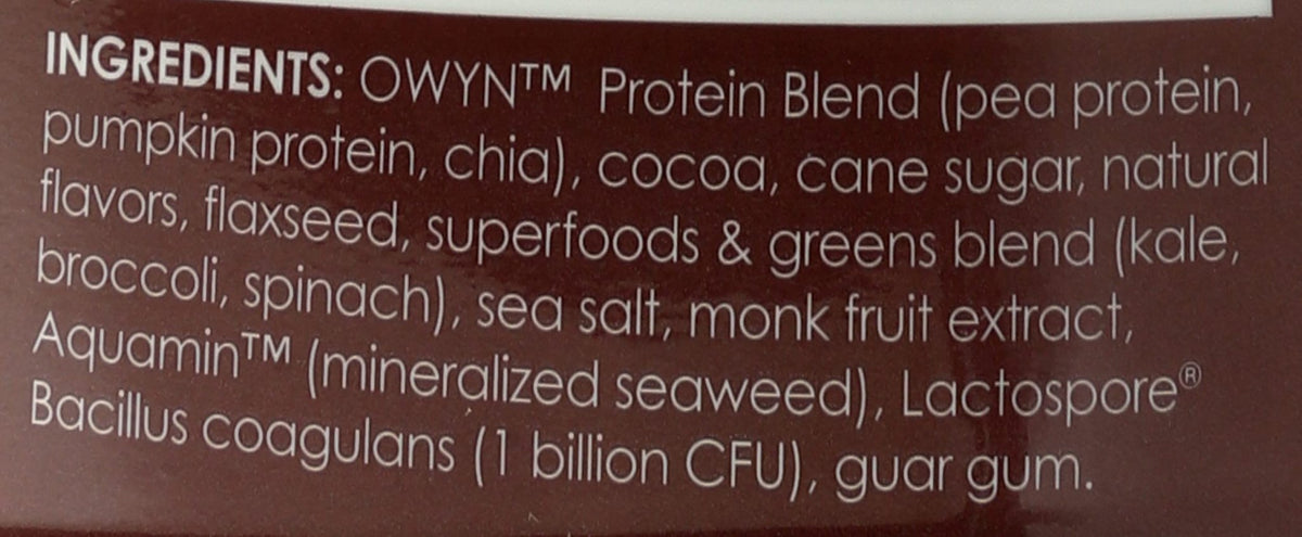 OWYN Only What You Need Plant-Based Protein Powder, Dark Chocolate, 1.17 lbs - Maple Wellness Supplements