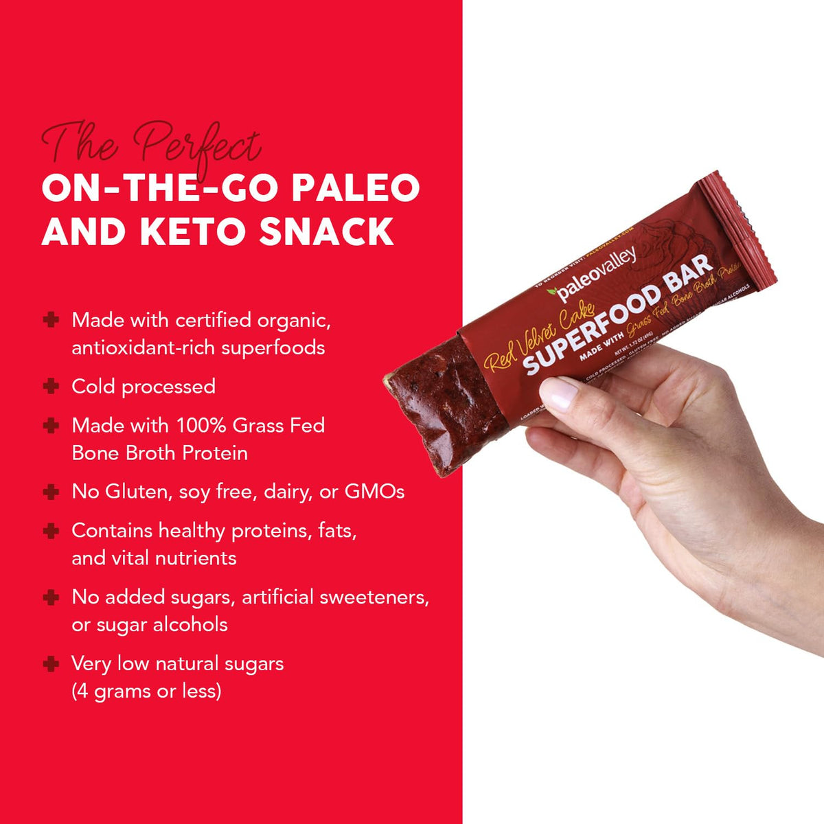 Paleovalley Superfood Bars – Red Velvet– 10 Pack – 9g Protein per Bar – Gluten-Free, Grain-Free, Paleo, Non-GMO – On-the-Go Snack - Maple Wellness Supplements