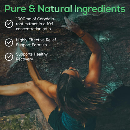 Parker Naturals Pure Corydalis Root Extract Capsule - 1000mg Strength, 10:1 Corydalis Yanhusuo Extract, Natural Relief, Long Lasting, 100% Vegetarian, 120 Servings, 240 Count - Maple Wellness Supplements