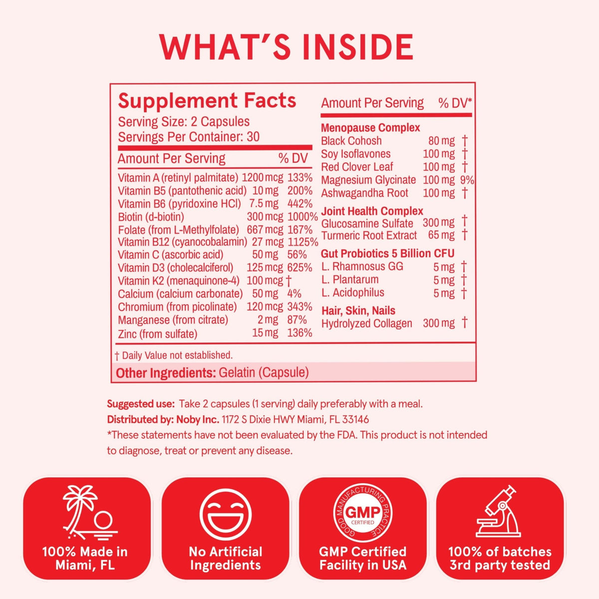 Peach Perfect Menopause Multivitamin | 21 Vitamins for Women 45+ | Black Cohosh, Ashwagandha, Vitamin D3+K2, Probiotics & Collagen | Support for Hot Flashes, Mood Swings, Joint & Skin Health | 30 SVG - Maple Wellness Supplements