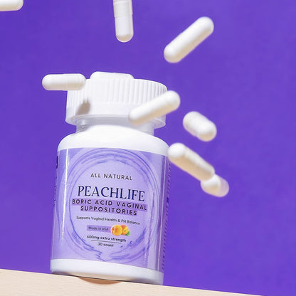 Peachlife Boric Acid Suppositories in Vegetable Capsules - USA Made - Vaginal pH - Maple Wellness Supplements