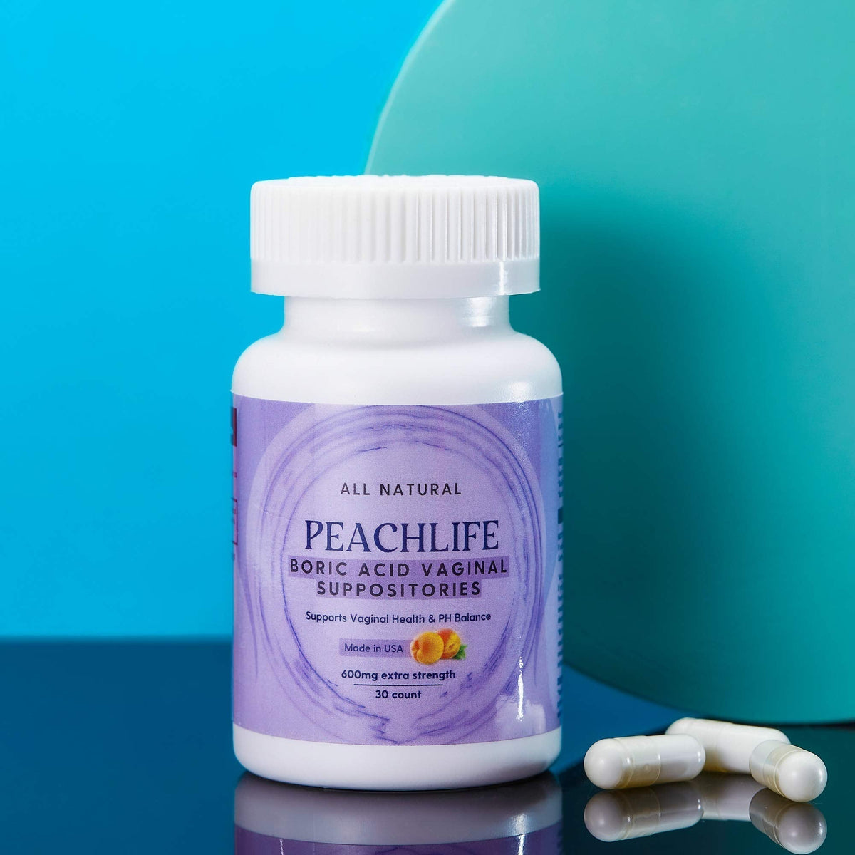 Peachlife Boric Acid Suppositories in Vegetable Capsules - USA Made - Vaginal pH - Maple Wellness Supplements