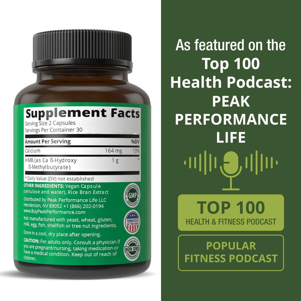 Peak Performance Advanced HMB Supplement for Men & Women. Calcium Beta Hydroxy Beta-Methylbutyrate Capsules. Supplements for Strength, Recovery, & Lean Muscle. 1000mg of Pure HMB Per Serving - Maple Wellness Supplements