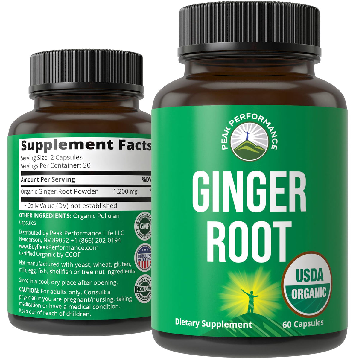 Peak Performance USDA Organic Ginger Root Capsules. Vegan Ginger Pills Supplement for Women & Men to Support Digestion, Occasional Nausea Relief, Gas & Bloat Support, and Gentle Stomach Comfort - Maple Wellness Supplements
