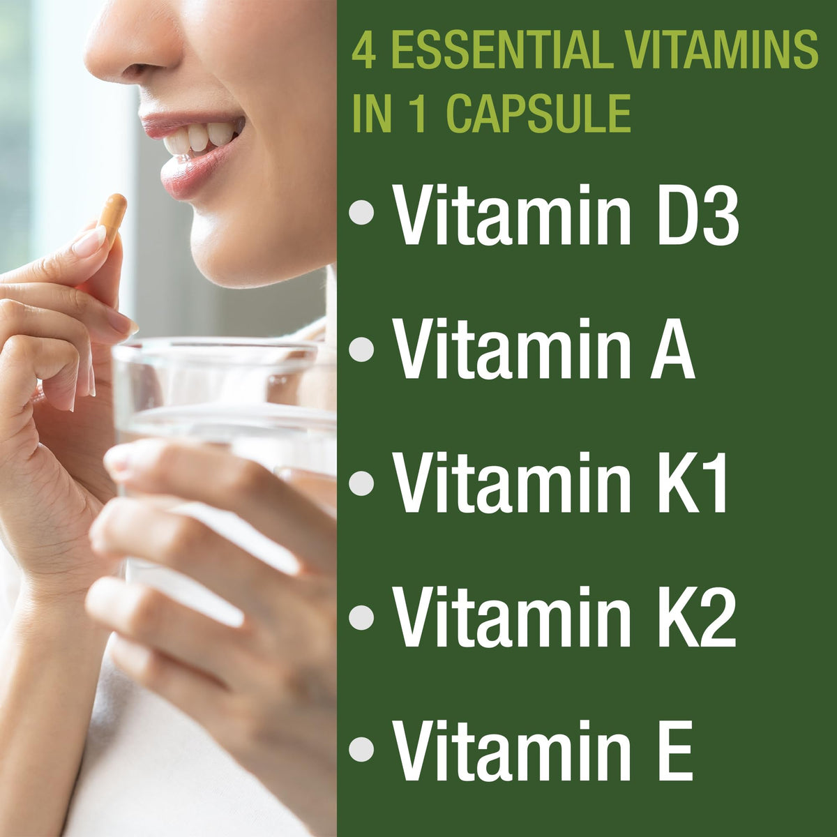 Peak Performance Vitamins D 5,000 iu + A + K + E All in 1 Easy to Swallow Vegan Capsule. ADK Vitamin Supplement with E D3 K2. Essential Vitamins for Mood - Maple Wellness Supplements