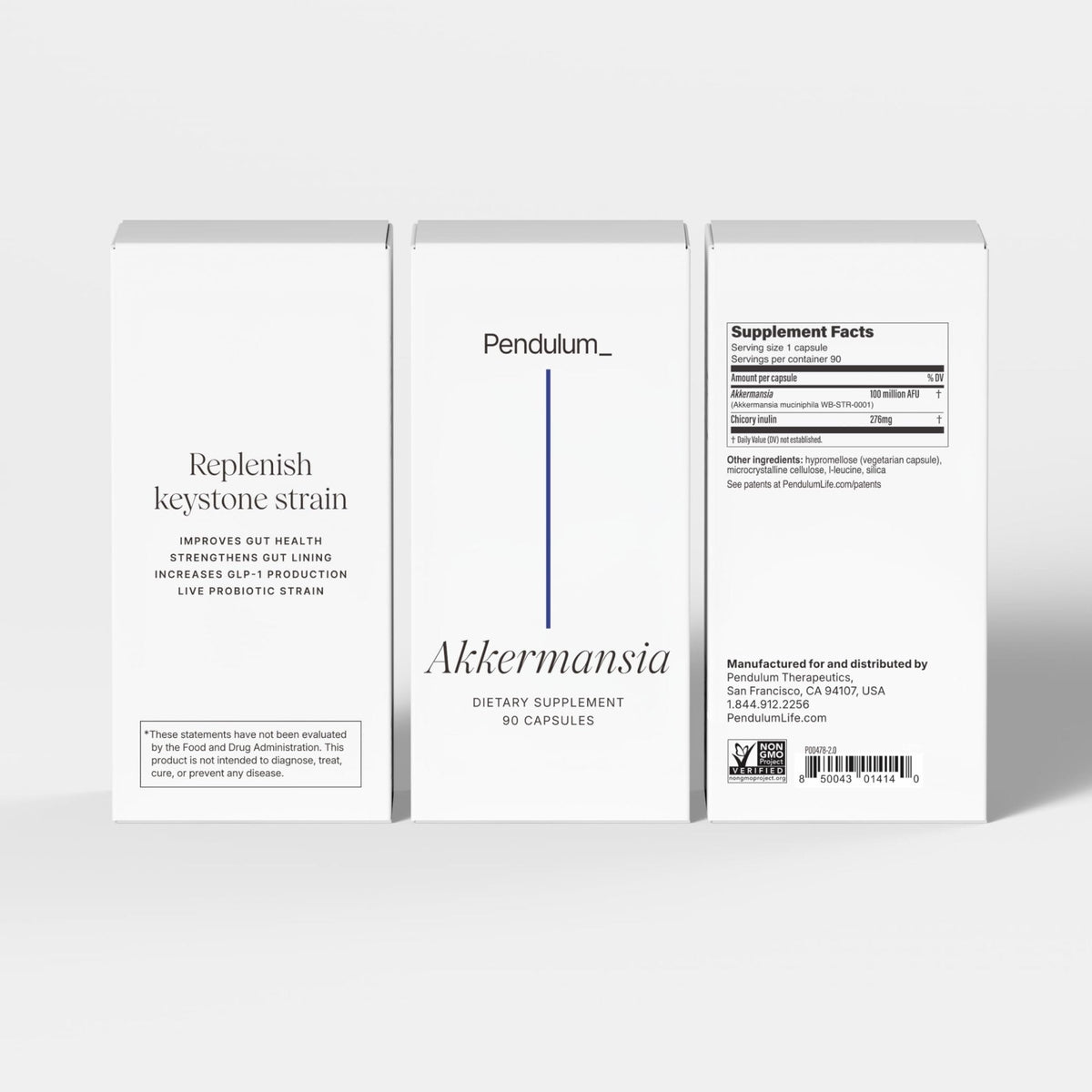 Pendulum Akkermansia Probiotic with Prebiotic Fiber - Delayed Release Capsules, Third-Party Tested, Authentic 100M AFU Live Strain for Gut Health - Maple Wellness Supplements