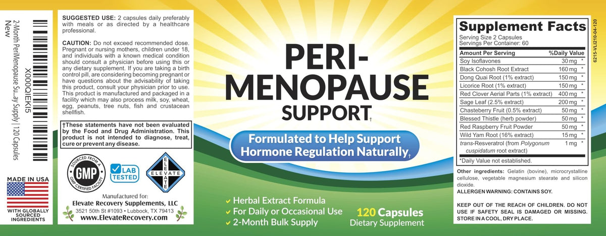 Perimenopause Support (2-Month) Supplement Blend | Women's Health & Hormone Support with 11 Herbs & Extracts | Female Hormonal Balance Supplements | 60-Day Bulk Supply | 120 Capsules - Maple Wellness Supplements