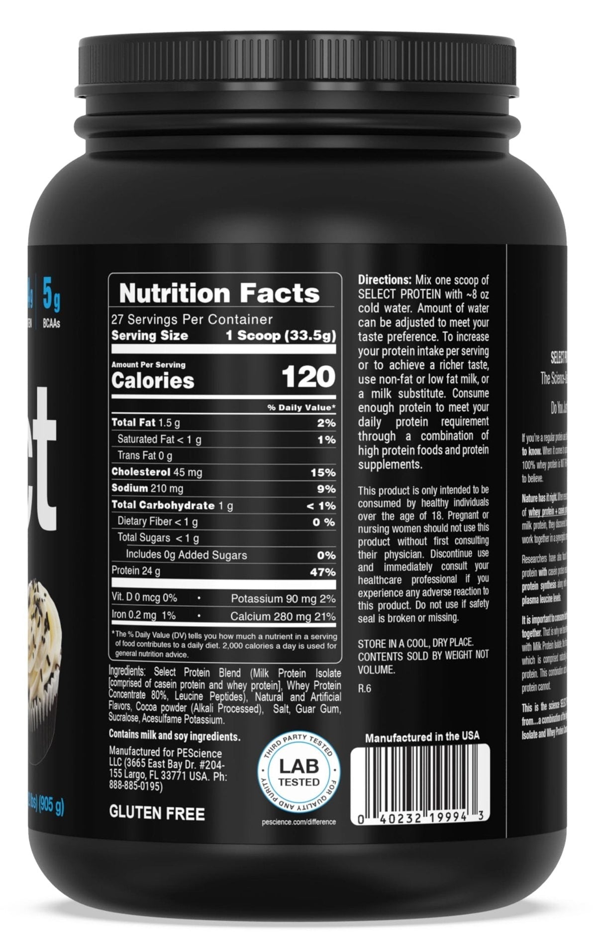 PEScience Select Low Carb Protein Powder, Chocolate Cupcake, 27 Serving, Keto - Maple Wellness Supplements