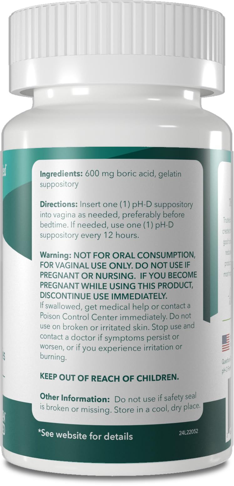 pH-D Feminine Health Support - Boric Acid Starter Bundle - pH-D Boric Acid Vaginal Suppositories 72 Count and 5 Vaginal Suppository Applicators - Maple Wellness Supplements