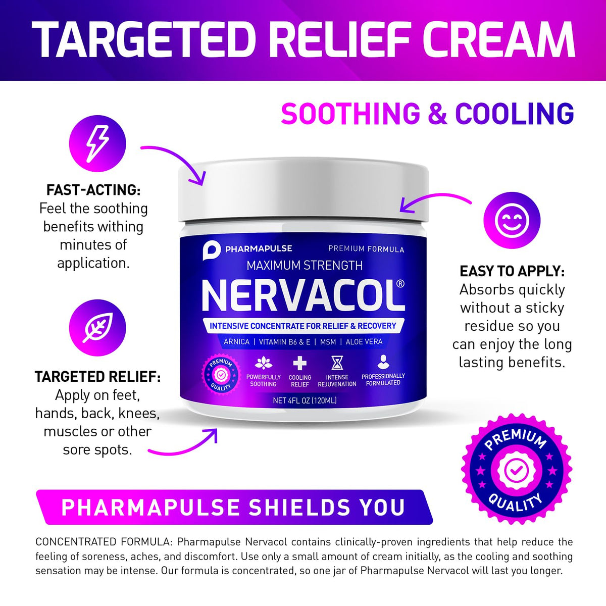 Pharmapulse Neuropathy Nerve Therapy & Relief Cream - Maximum Strength Relief Cream for Foot, Hands, Legs, Toes Includes Alpha Lipoic Acid, Arnica, Vitamin B6, Aloe Vera, MSM - Effective Soothing 4oz - Maple Wellness Supplements