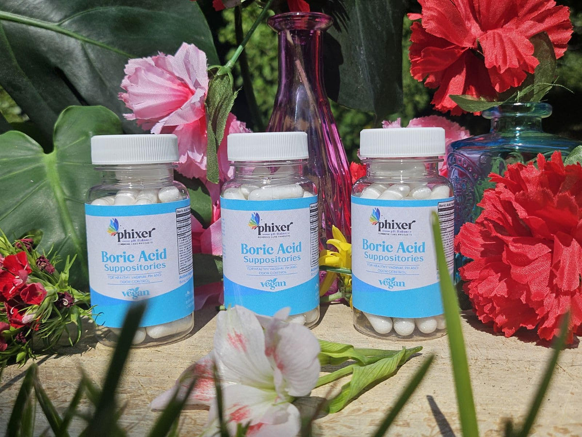 Phixer pH Balance - Vaginal Boric Acid Suppositories for Women - 20 Suppositories 600MG Each for Chronic Yeast Infections and Vaginal Odor - Vaginal Use Only - Made in USA - Maple Wellness Supplements
