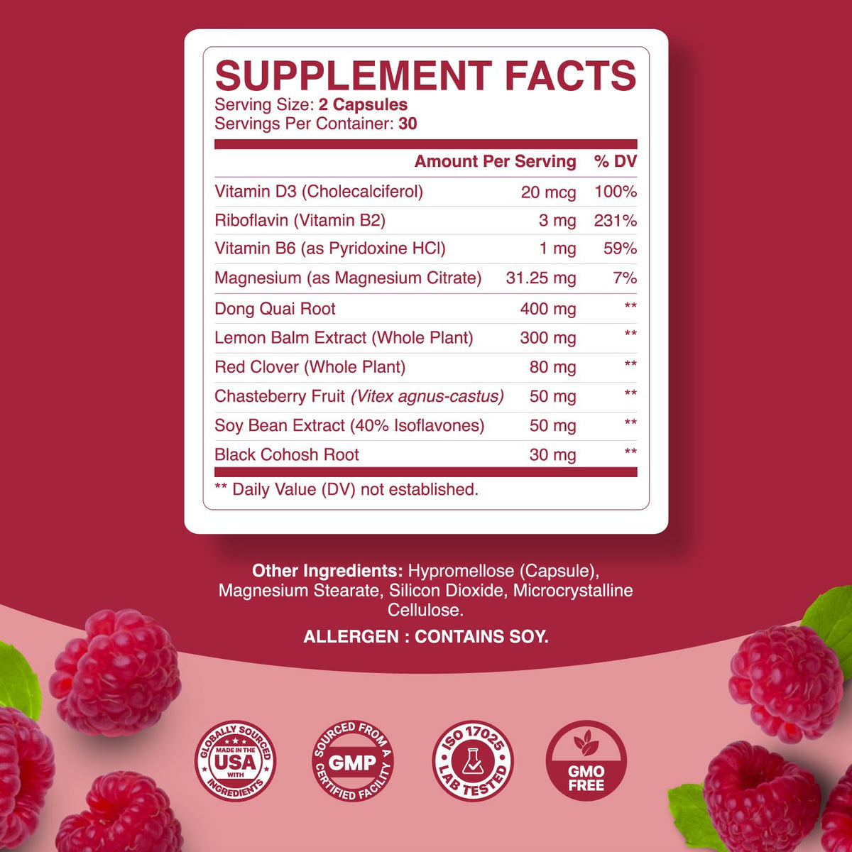 Phytoral Complete Herbal Menopause Supplement for Women - Female Hormone Balance Capsules for Night Sweats Hot Flashes & Mood Swings with Dong Quai, Chaste Berry & Black Cohosh Root - 60 Count Pack - Maple Wellness Supplements
