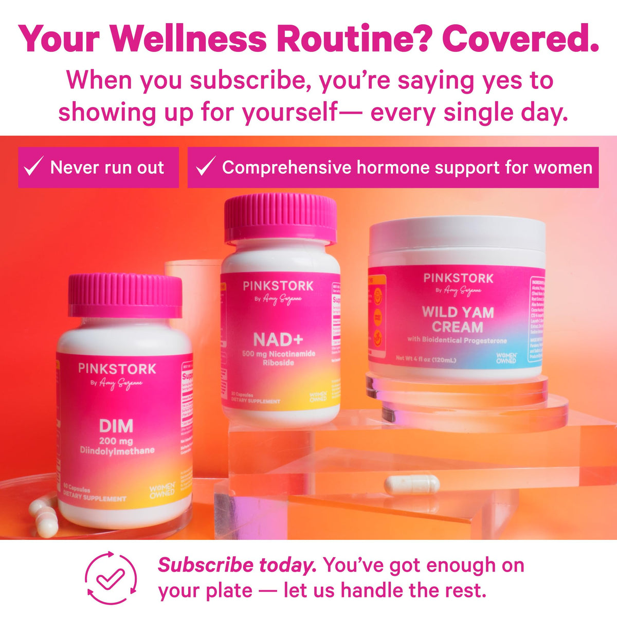 Pink Stork DIM Supplement for Women - Estrogen and Hormone Balance for Menopause, Perimenopause & PMS - DIM 200 mg Plus BioPerine for Mood Support - 60 Day Supply - Maple Wellness Supplements